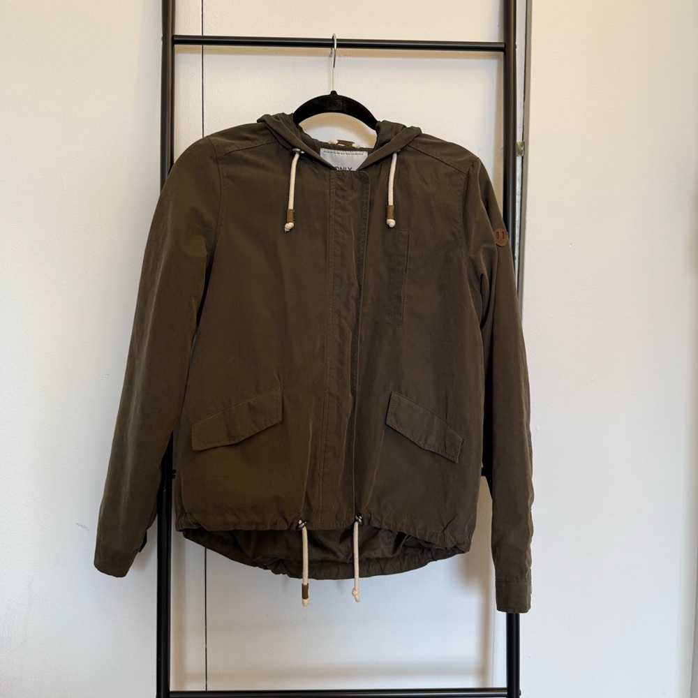 Only Olive Green Hooded Bomber Jacket SMALL